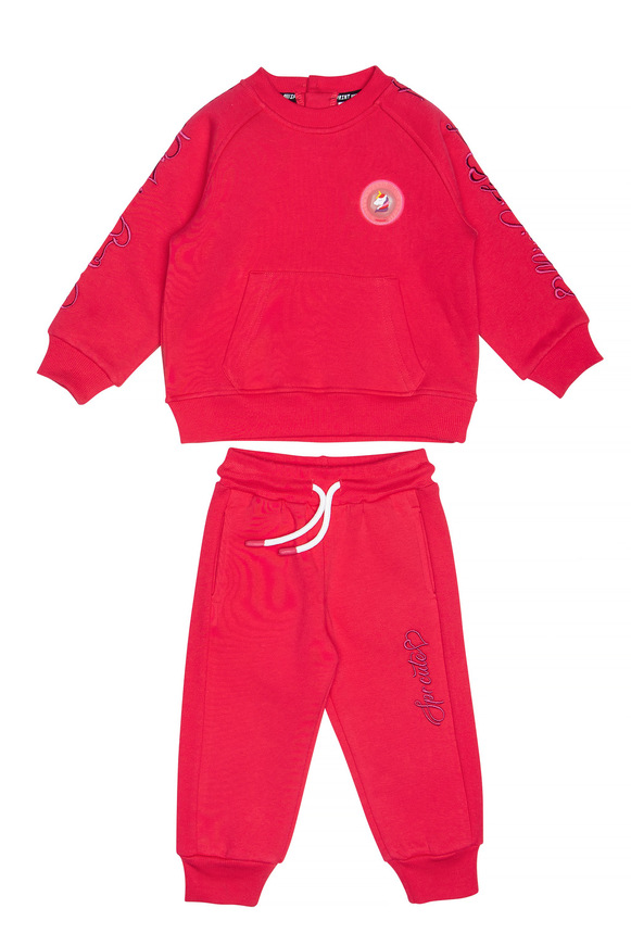 Σετ φόρμα SPRINT με στρογγυλή λαιμόκοψη σε κοραλί χρώμα.