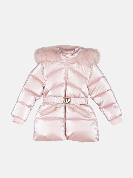 Μπουφάν JOYCE σε ροζ χρώμα με γυαλιστερή όψη. 