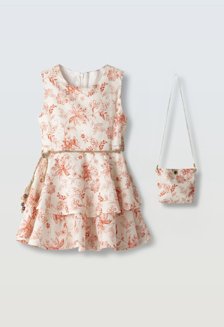 Φόρεμα ΕΒΙΤΑ με floral print και ασορτί τσαντάκι.