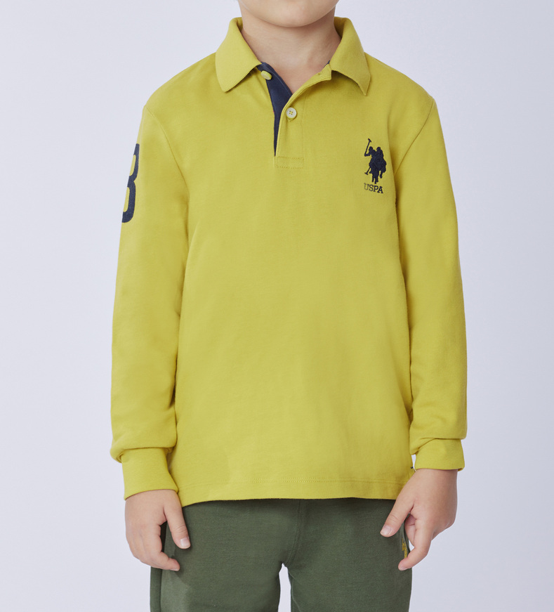 Μπλούζα polo πικέ U.S. POLO σε χρώμα λάιμ.