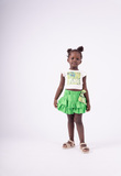 Set of EBITA shorts in green color with frill pattern.