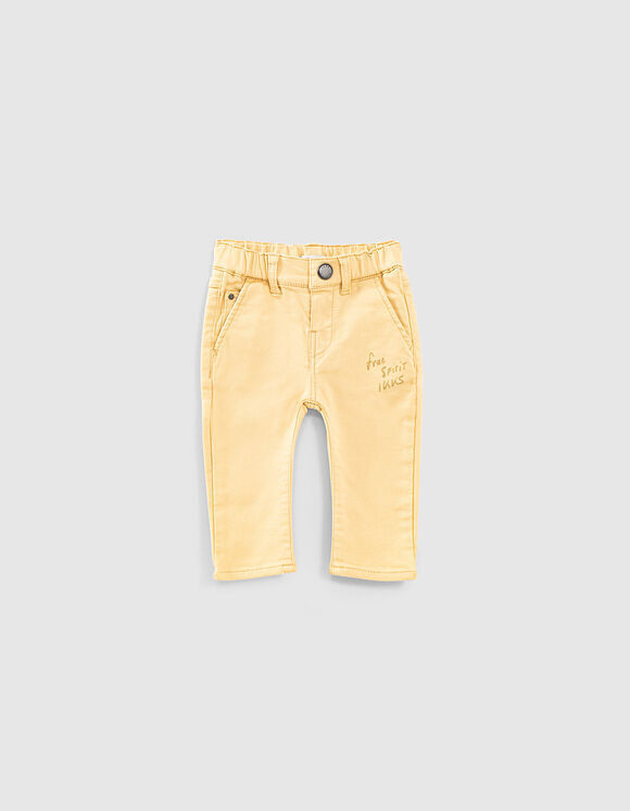 Παντελόνι τζιν IKKS σε χρώμα κίτρινο με διακριτικό print.