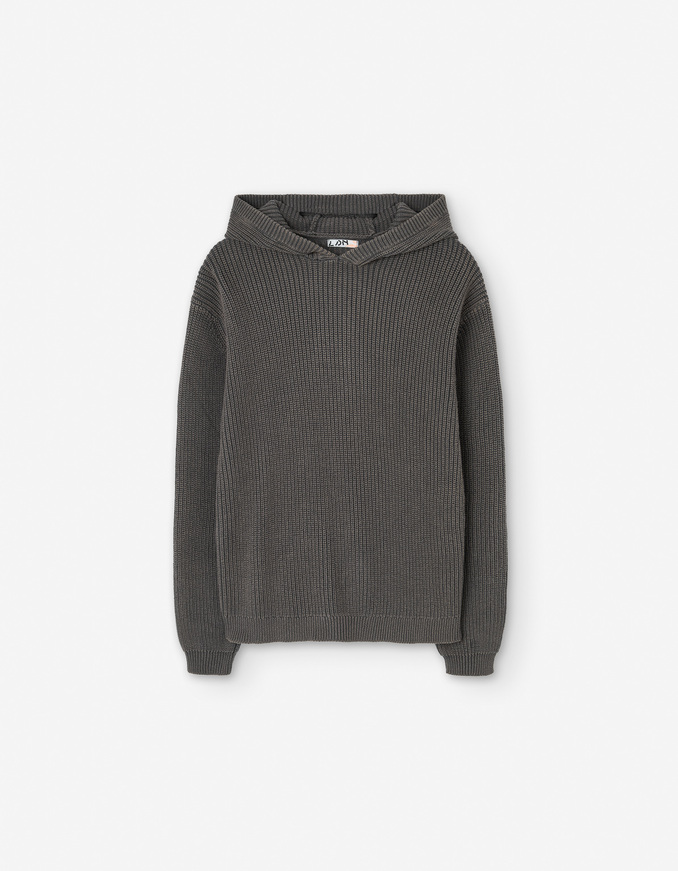 Μπλούζα πλεκτή LOSAN σε σκούρο γκρι χρώμα με κουκούλα.