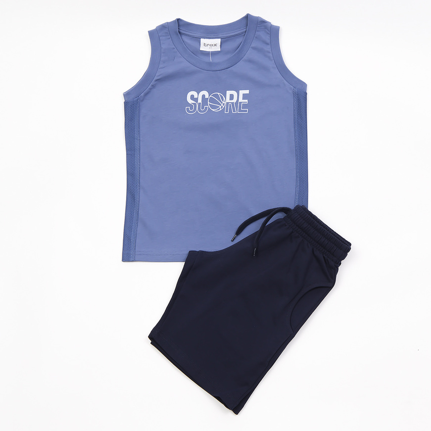 TRAX shorts set in blue raff color with perforated fabric on the side.