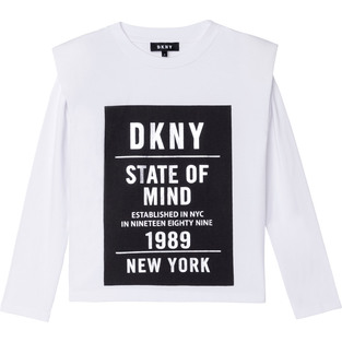 Μπλούζα D.K.N.Y. σε χρώμα λευκό με τύπωμα από ασημόσκονη.