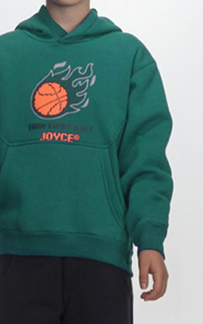 JOYCE jumpsuit with hood in green-black color.