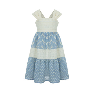 Φόρεμα LAPIN HOUSE σε χρώμα εκρού με σιέλ σκούρο.