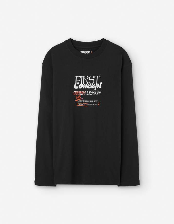 Βαμβακερή μπλούζα LOSAN σε μαύρο χρώμα, με τύπωμα.