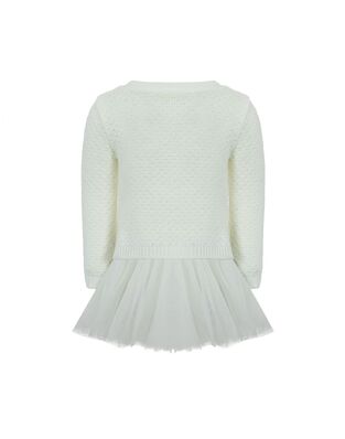 LAPIN HOUSE knitted dress in off-white color with tulle.