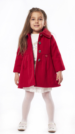 Παλτό ΕΒΙΤΑ σε κόκκινο χρώμα με γούνινο γιακά.