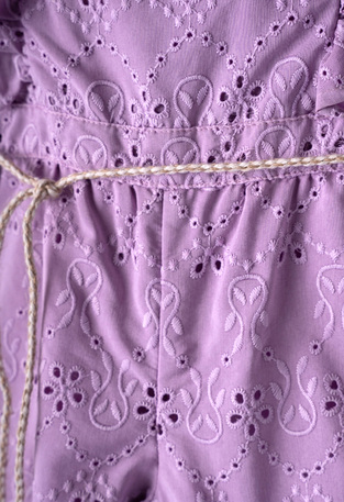 EBITA full body shorts in lilac color with all over kipur pattern.