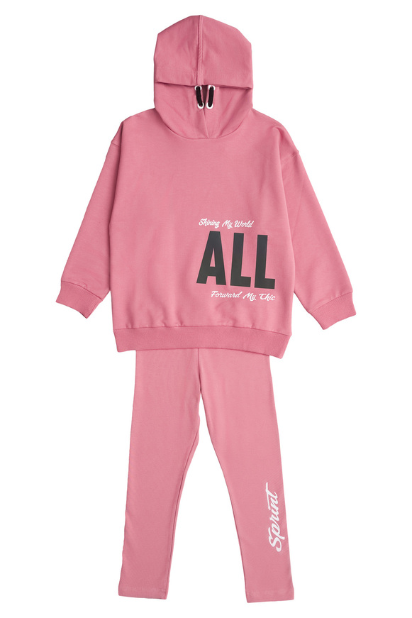 Set of SPRINT leggings in pink color with hood.