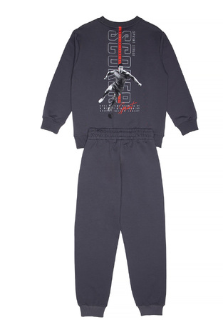 Seasonal SPRINT tracksuit set with round neck in dark gray color.