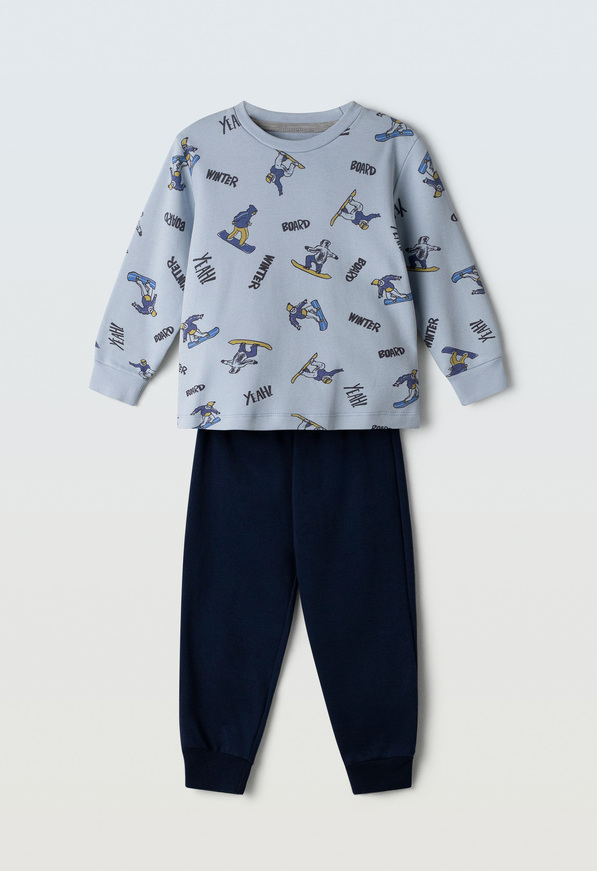Πιτζάμα HOMMIES με στρογγυλή λαιμόκοψη σε σιέλ με μπλε χρώμα.