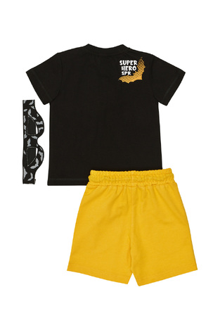 Σετ μπλούζα με βερμούδα SPRINT, σε μαύρο-μουσταρδί χρώμα.