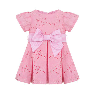 LAPIN HOUSE pink dress with all over kipur lace.