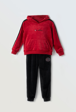 EBITA red velor set with hood.