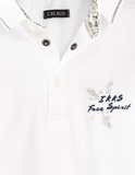 IKKS pique polo shirt in white color with embroidery.