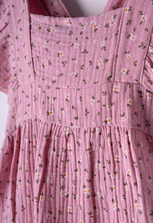 Φόρεμα ΕΒΙΤΑ σε χρώμα ροζ με floral σχέδιο.