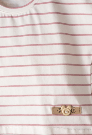 Σετ παντελόνα ΕΒΙΤΑ ριγέ εκρού-ροζ χρώμα.