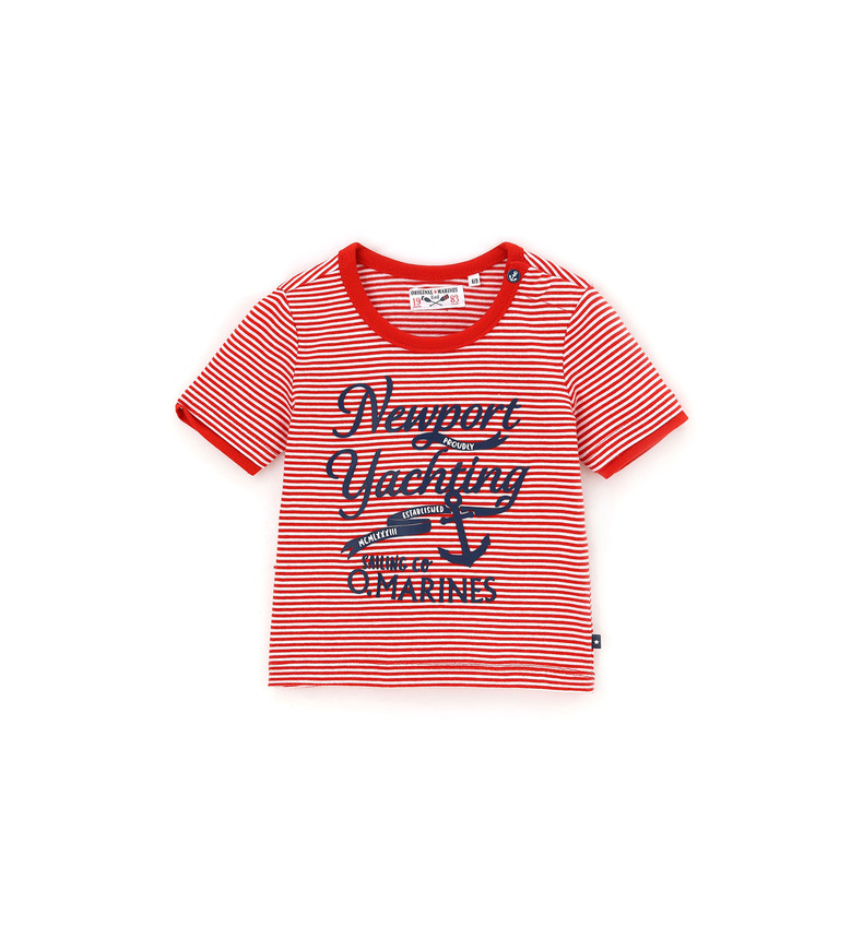 ORIGINAL MARINES cotton striped blouse in red with print on the front.