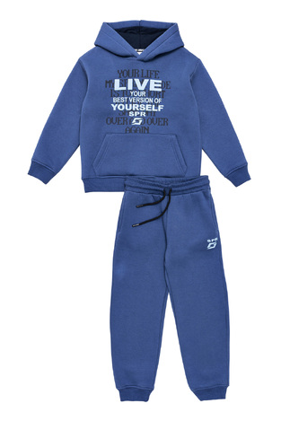 SPRINT tracksuit set with hood in blue.