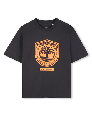TIMBERLAND shirt in black with print on the front.