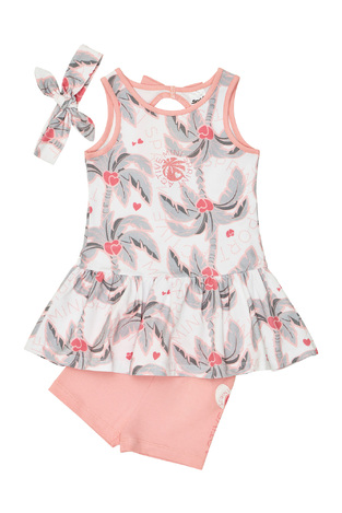 SPRINT shorts set with blouse and dress in white-pink and matching hair band.