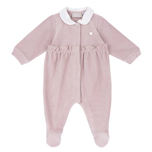 CHICCO velor bodysuit in pink color with rip pattern.