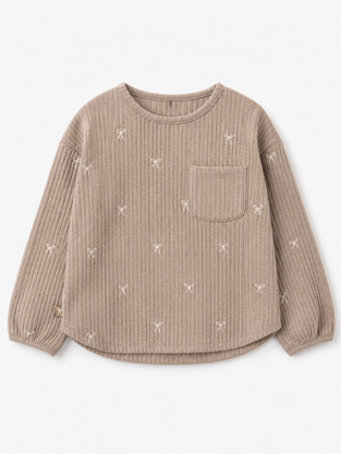 LOSAN ribbed blouse in dark beige with glitter.