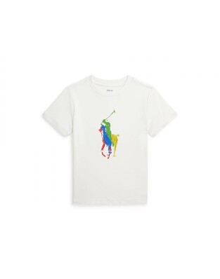 White POLO RALPH LAUREN shirt with colorful print.