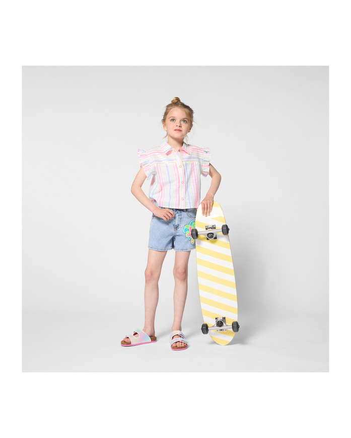 Κοντομάνικο πουκάμισο BILLIEBLUSH ριγε σε λευκό χρώμα.