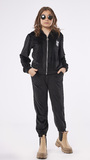 EBITA velor tracksuit set in black with embossed "KEEP CALM" logo.