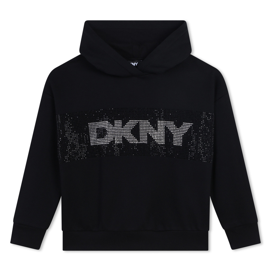 Μπλούζα φούτερ D.K.N.Y. σε μαύρο χρώμα με στρας.
