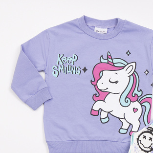 TRAX leggings set in lilac-white with all-over print.