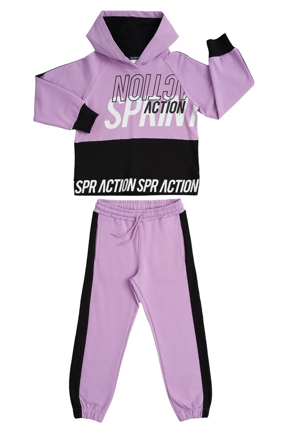 SPRINT tracksuit set in lilac color with hood.