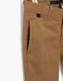 IKKS trousers in beige color with elastic waist for adjustable fit.