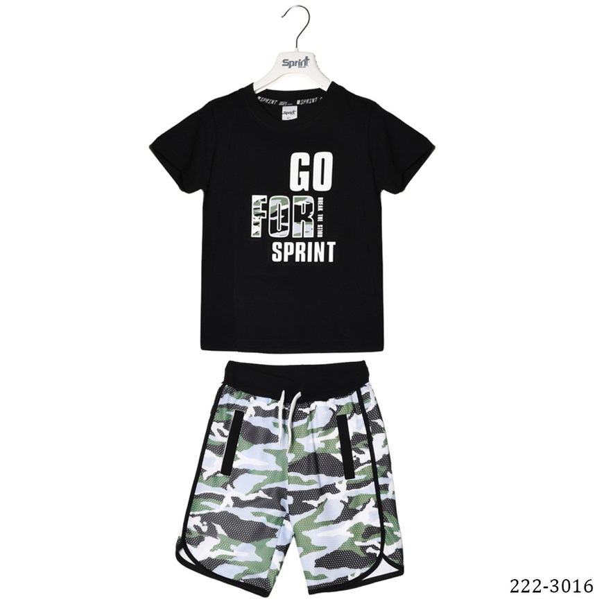 Set of SPRINT shorts, black top and athletic shorts.