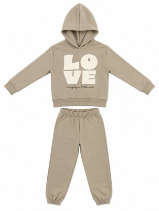 TRAX jumpsuit set with hood in beige color.