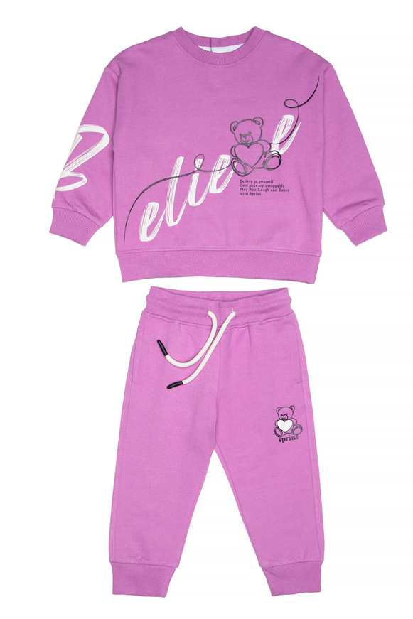 Σετ φόρμας SPRINT σε έντονο ροζ χρώμα με στρογγυλή λαιμόκοψη.