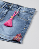 LOSAN denim shorts in blue color with embroidery.
