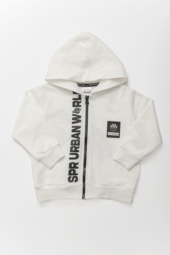 SPRINT sweatshirt jacket in white color with embossed print.