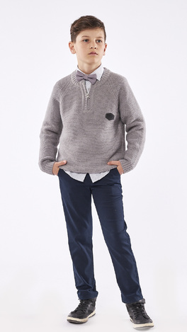 HASHTAG fabric pants in dark blue.