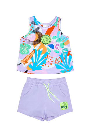 SPRINT shorts set in lilac color with all over print.
