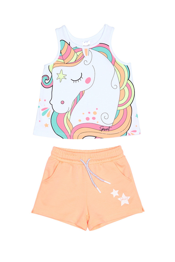 Set of SPRINT shorts in white with an embossed unicorn print.