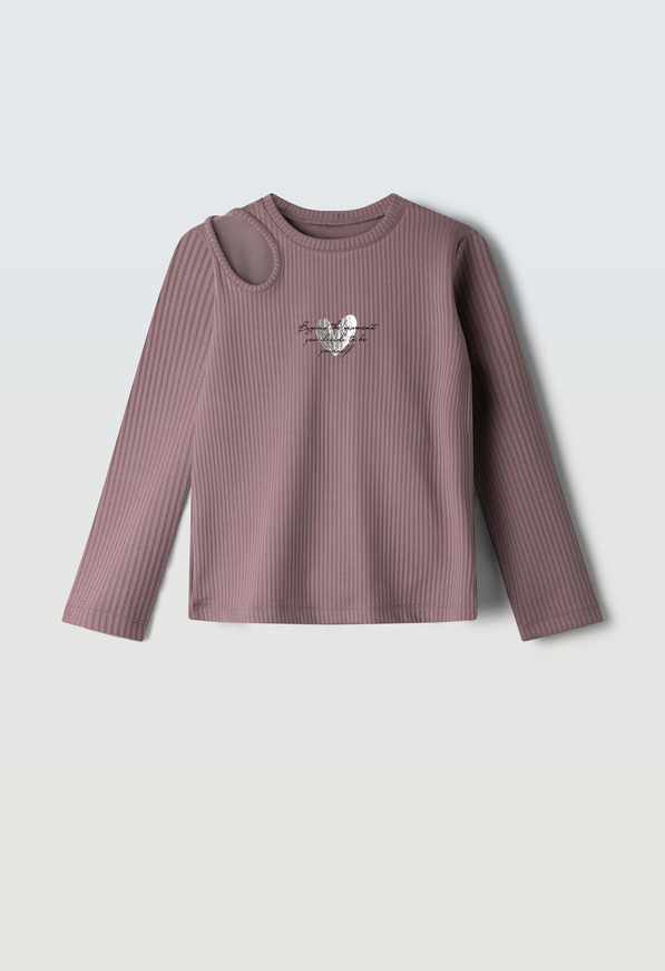 Μπλούζα ΕΒΙΤΑ, βαμβακερή ριπ, σε ροζ χρώμα.