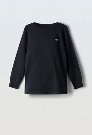 HASHTAG cotton blouse in charcoal color.