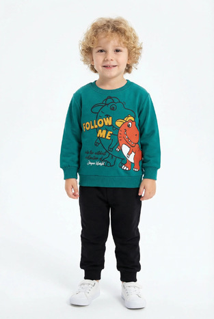Joyce seasonal tracksuit set in petrol and black.
