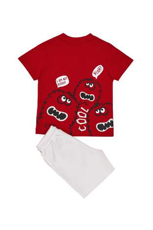 Σετ μπλούζα με βερμούδα SPRINT, σε κόκκινο-γκρι ανοιχτό χρώμα.