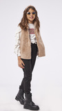 Set of 3 pcs. EVITA with sleeveless fur coat, blouse and pants.